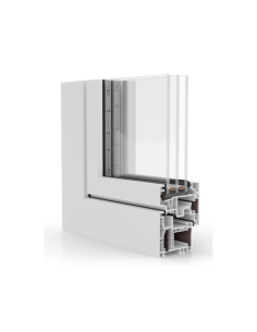 Fenêtre PVC, Couleur : Blanc avec joint gris